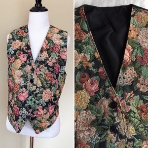Vintage Pretty in Pink tapestry style floral vest
